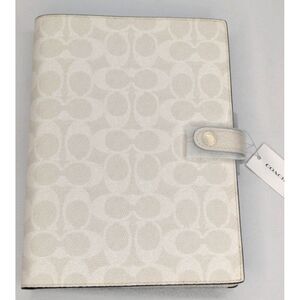 Coach Notebook - CZ198 White Chalk Signature Canvas/Smooth leather - NWT